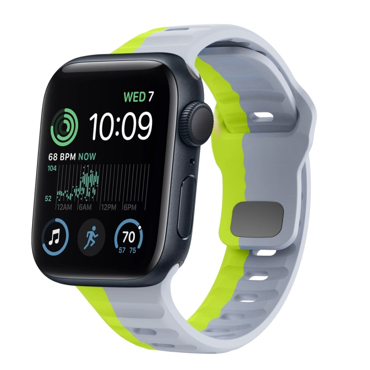 Correia de relógio em silicone com fivela invertida e textura ondulada, para Apple Watch Series 8 41mm, para Apple Watch Series 8 45mm, para Apple Watch SE 2022 40mm, para Apple Watch SE 2022 44mm