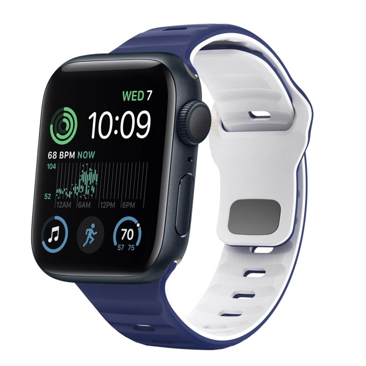 Correia de relógio em silicone com fivela invertida e textura ondulada, para Apple Watch Series 7 41mm, para Apple Watch Series 7 45mm, para Apple Watch SE 40mm, para Apple Watch SE 44mm
