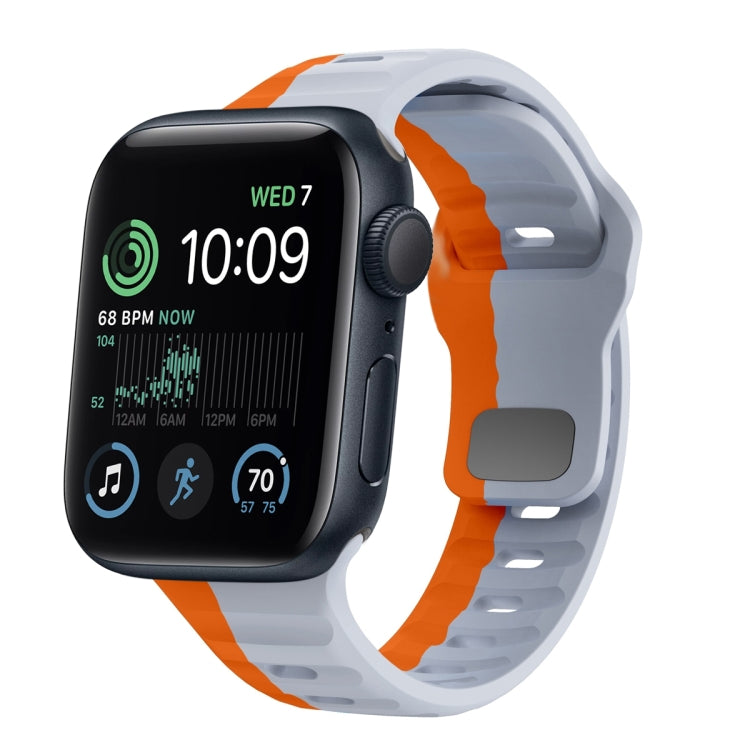 Correia de relógio em silicone com fivela invertida e textura ondulada, para Apple Watch Series 7 41mm, para Apple Watch Series 7 45mm, para Apple Watch SE 40mm, para Apple Watch SE 44mm