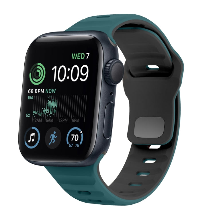 Correia de relógio em silicone com fivela invertida e textura ondulada, para Apple Watch Series 7 41mm, para Apple Watch Series 7 45mm, para Apple Watch SE 40mm, para Apple Watch SE 44mm