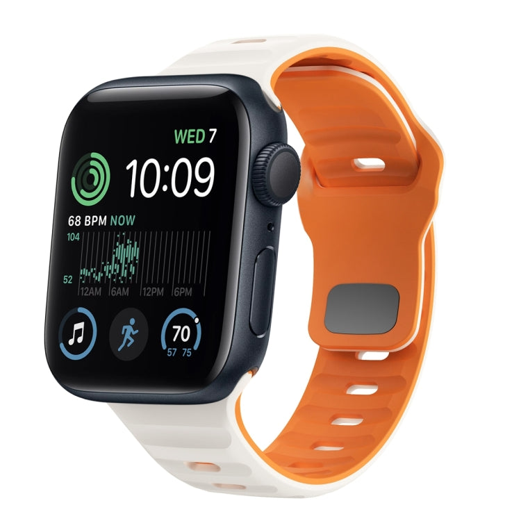 Correia de relógio em silicone com fivela invertida e textura ondulada, para Apple Watch Series 7 41mm, para Apple Watch Series 7 45mm, para Apple Watch SE 40mm, para Apple Watch SE 44mm