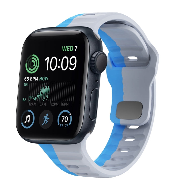 Correia de relógio em silicone com fivela invertida e textura ondulada, para Apple Watch Series 7 41mm, para Apple Watch Series 7 45mm, para Apple Watch SE 40mm, para Apple Watch SE 44mm