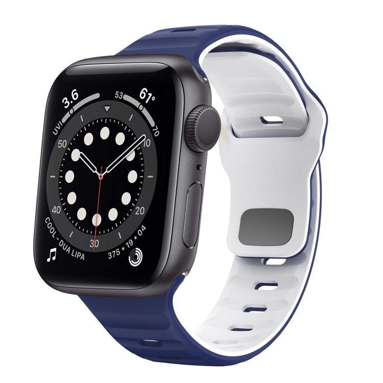 Correia de relógio em silicone com fivela invertida e textura ondulada, para Apple Watch Series 6 40mm, para Apple Watch Series 6 44mm, para Apple Watch Series 5 44mm, para Apple Watch Series 5 40mm