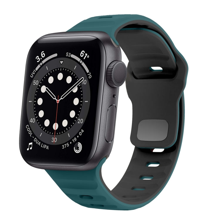 Correia de relógio em silicone com fivela invertida e textura ondulada, para Apple Watch Series 6 40mm, para Apple Watch Series 6 44mm, para Apple Watch Series 5 44mm, para Apple Watch Series 5 40mm