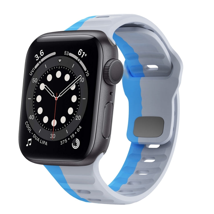 Correia de relógio em silicone com fivela invertida e textura ondulada, para Apple Watch Series 6 40mm, para Apple Watch Series 6 44mm, para Apple Watch Series 5 44mm, para Apple Watch Series 5 40mm