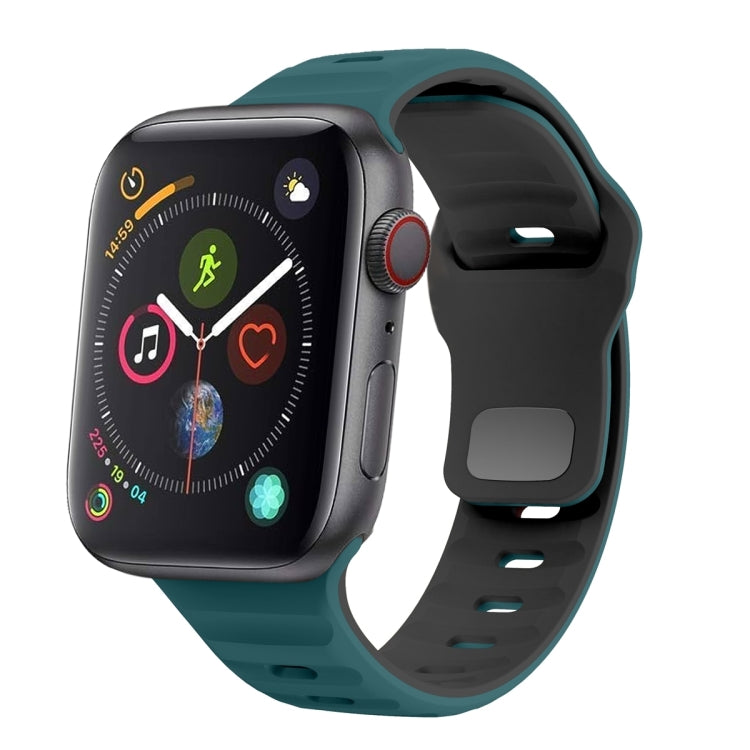Correia de relógio em silicone com fivela invertida e textura ondulada, para Apple Watch Series 4 44mm, para Apple Watch Series 4 40mm, para Apple Watch Series 3 38mm, para Apple Watch Series 3 42mm