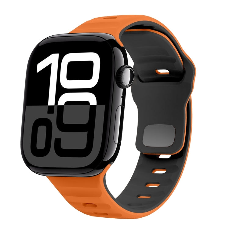 Correia de relógio em silicone com fivela invertida e textura ondulada, para Apple Watch Series 10 46mm, para Apple Watch Series 10 42mm, para Apple Watch SE 2023 44mm, para Apple Watch SE 2023 40mm