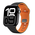 Correia de relógio em silicone com fivela invertida e textura ondulada, para Apple Watch Series 10 46mm, para Apple Watch Series 10 42mm, para Apple Watch SE 2023 44mm, para Apple Watch SE 2023 40mm