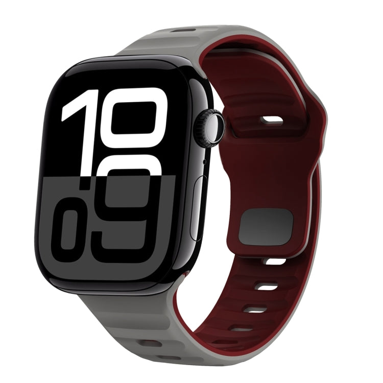 Correia de relógio em silicone com fivela invertida e textura ondulada, para Apple Watch Series 10 46mm, para Apple Watch Series 10 42mm, para Apple Watch SE 2023 44mm, para Apple Watch SE 2023 40mm