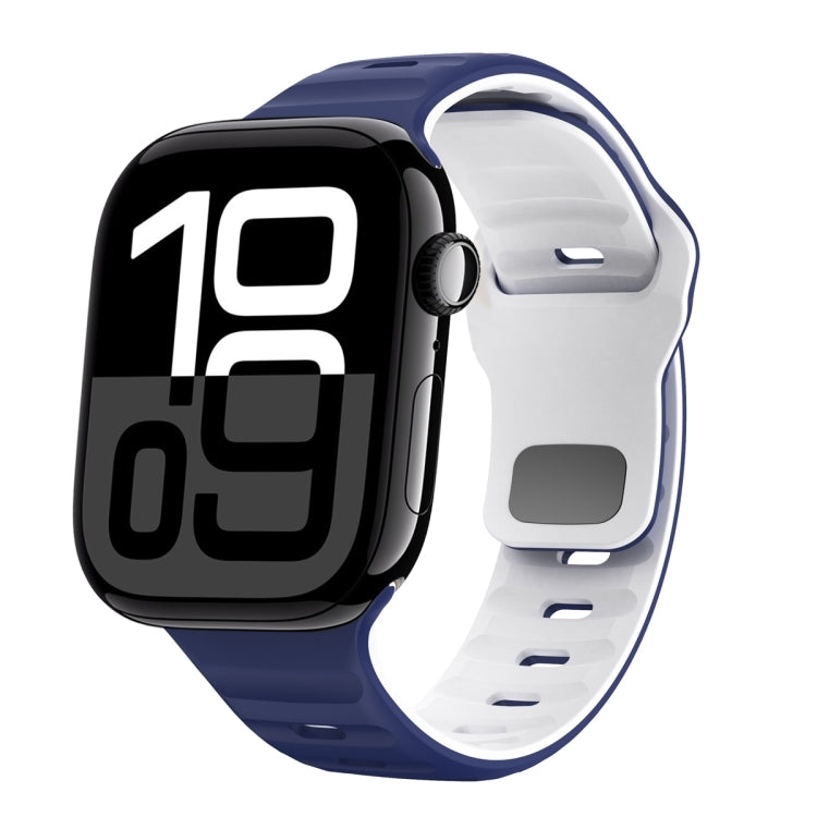 Correia de relógio em silicone com fivela invertida e textura ondulada, para Apple Watch Series 10 46mm, para Apple Watch Series 10 42mm, para Apple Watch SE 2023 44mm, para Apple Watch SE 2023 40mm
