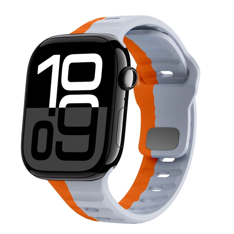 Correia de relógio em silicone com fivela invertida e textura ondulada, para Apple Watch Series 10 46mm, para Apple Watch Series 10 42mm, para Apple Watch SE 2023 44mm, para Apple Watch SE 2023 40mm