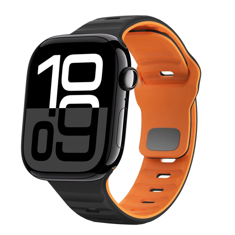 Correia de relógio em silicone com fivela invertida e textura ondulada, para Apple Watch Series 10 46mm, para Apple Watch Series 10 42mm, para Apple Watch SE 2023 44mm, para Apple Watch SE 2023 40mm