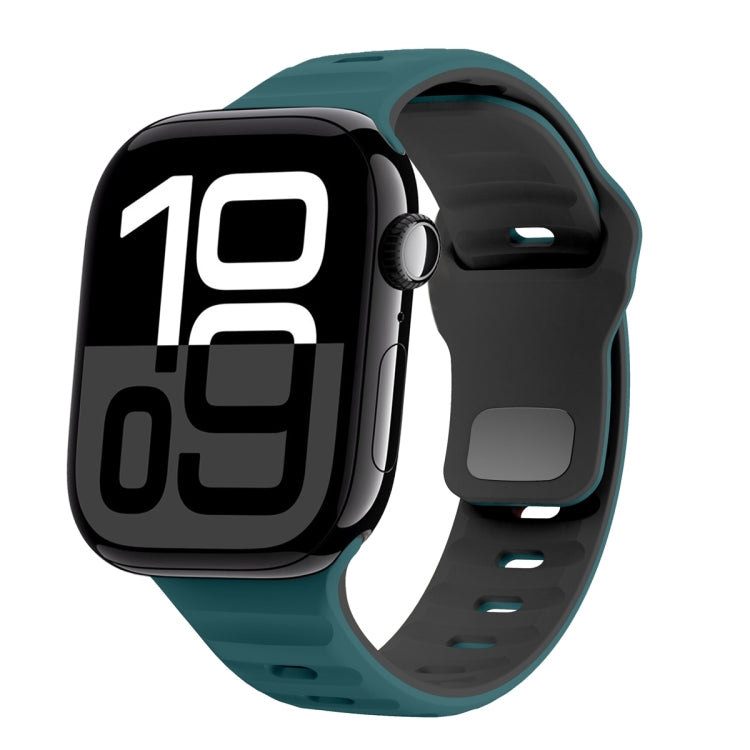 Correia de relógio em silicone com fivela invertida e textura ondulada, para Apple Watch Series 10 46mm, para Apple Watch Series 10 42mm, para Apple Watch SE 2023 44mm, para Apple Watch SE 2023 40mm