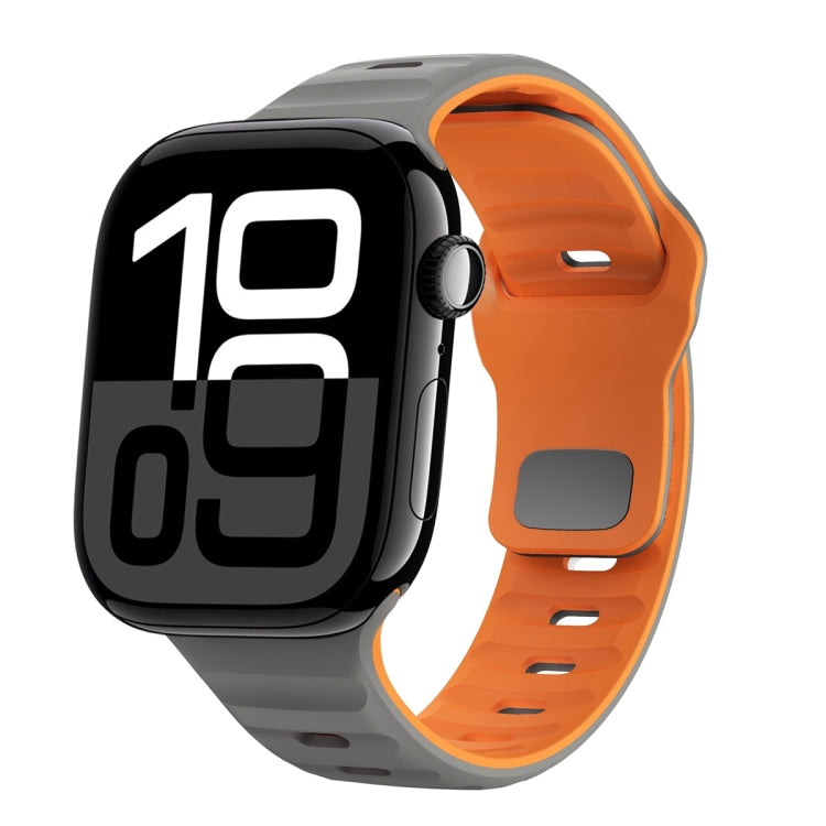 Correia de relógio em silicone com fivela invertida e textura ondulada, para Apple Watch Series 10 46mm, para Apple Watch Series 10 42mm, para Apple Watch SE 2023 44mm, para Apple Watch SE 2023 40mm
