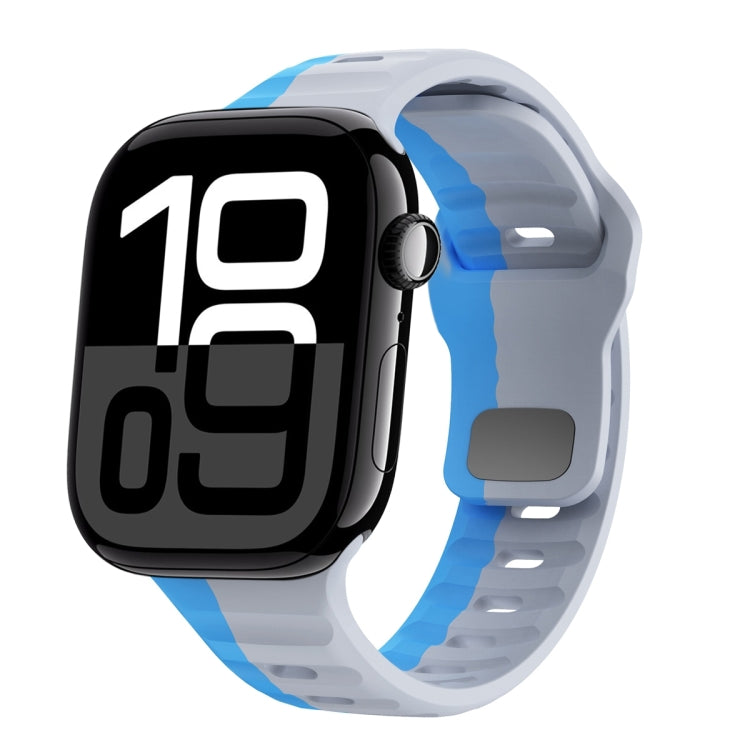 Correia de relógio em silicone com fivela invertida e textura ondulada, para Apple Watch Series 10 46mm, para Apple Watch Series 10 42mm, para Apple Watch SE 2023 44mm, para Apple Watch SE 2023 40mm