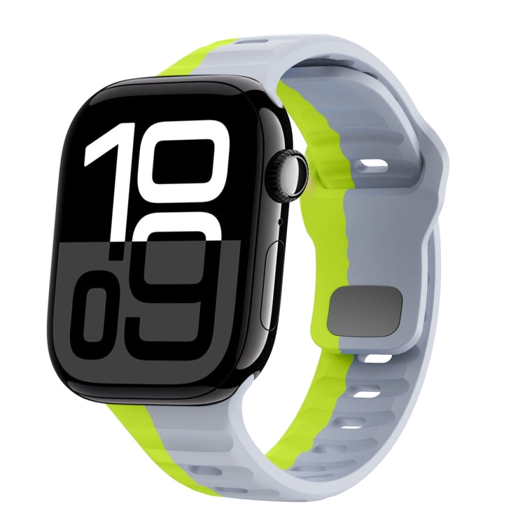 Correia de relógio em silicone com fivela invertida e textura ondulada, para Apple Watch Series 10 46mm, para Apple Watch Series 10 42mm, para Apple Watch SE 2023 44mm, para Apple Watch SE 2023 40mm