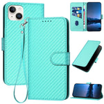 Capa de Telemóvel em Pele com Fibra de Carbono e Fivela YX0070 com Cordão, Para iPhone 16 Pro, Para iPhone 16 Plus, Para iPhone 16, Para iPhone 15 Pro Max, Para iPhone 15 Pro, Para iPhone 15 Plus