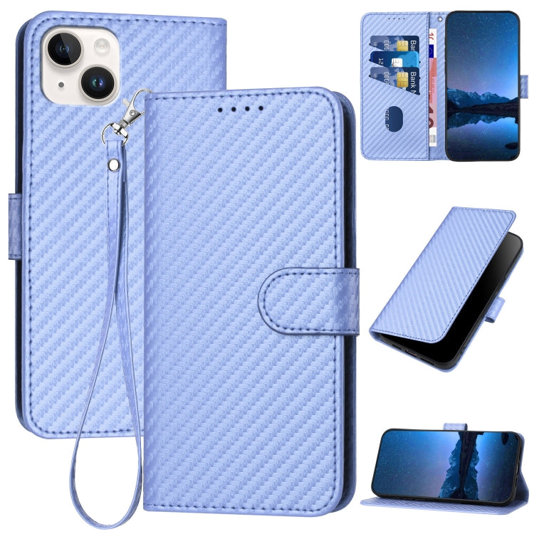 Capa de Telemóvel em Pele com Fibra de Carbono e Fivela YX0070 com Cordão, Para iPhone 16 Pro, Para iPhone 16 Plus, Para iPhone 16, Para iPhone 15 Pro Max, Para iPhone 15 Pro, Para iPhone 15 Plus