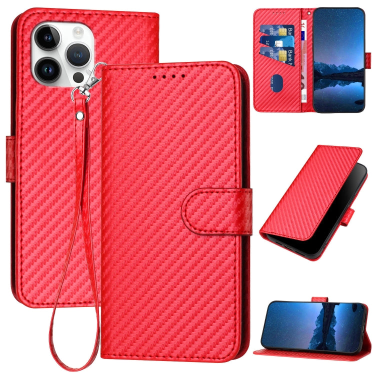 Capa de telemóvel em pele com fivela de fibra de carbono e cordão, Para iPhone 13 Pro Max, Para iPhone 13 Pro, Para iPhone 13, Para iPhone 13 mini, Para iPhone 12 / 12 Pro, Para iPhone 12 Pro Max