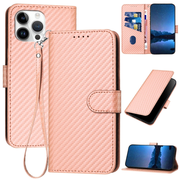 Capa de telemóvel em pele com fivela de fibra de carbono e cordão, Para iPhone 13 Pro Max, Para iPhone 13 Pro, Para iPhone 13, Para iPhone 13 mini, Para iPhone 12 / 12 Pro, Para iPhone 12 Pro Max