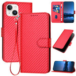 Capa de telemóvel em pele com fivela de fibra de carbono e cordão, Para iPhone 13 Pro Max, Para iPhone 13 Pro, Para iPhone 13, Para iPhone 13 mini, Para iPhone 12 / 12 Pro, Para iPhone 12 Pro Max