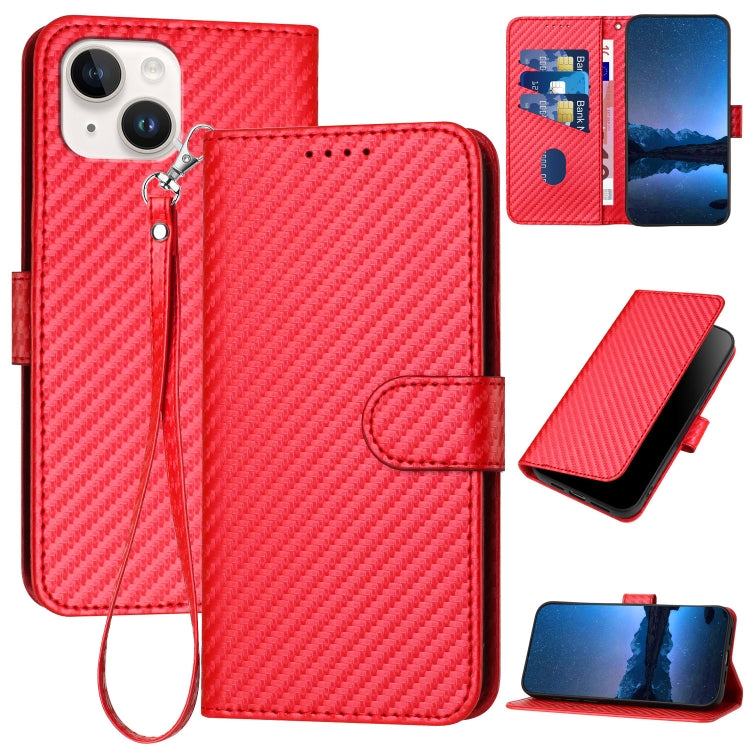 Capa de telemóvel em pele com fivela de fibra de carbono e cordão, Para iPhone 13 Pro Max, Para iPhone 13 Pro, Para iPhone 13, Para iPhone 13 mini, Para iPhone 12 / 12 Pro, Para iPhone 12 Pro Max