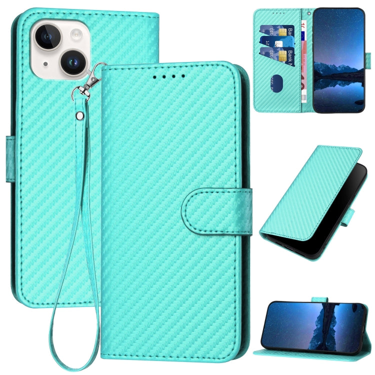 Capa de telemóvel em pele com fivela de fibra de carbono e cordão, Para iPhone 13 Pro Max, Para iPhone 13 Pro, Para iPhone 13, Para iPhone 13 mini, Para iPhone 12 / 12 Pro, Para iPhone 12 Pro Max