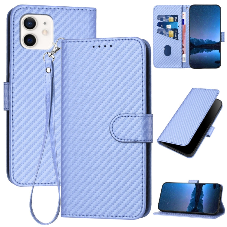 Capa de telemóvel em pele com fivela de fibra de carbono e cordão, Para iPhone 13 Pro Max, Para iPhone 13 Pro, Para iPhone 13, Para iPhone 13 mini, Para iPhone 12 / 12 Pro, Para iPhone 12 Pro Max