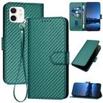 Capa de Telefone em Pele com Fivela de Fibra de Carbono YX0070 com Cordão, Para iPhone 12 mini, Para iPhone 11 Pro Max, Para iPhone 11, Para iPhone 11 Pro, Para iPhone X / XS, Para iPhone XR