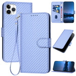 Capa de Telefone em Pele com Fivela de Fibra de Carbono YX0070 com Cordão, Para iPhone 12 mini, Para iPhone 11 Pro Max, Para iPhone 11, Para iPhone 11 Pro, Para iPhone X / XS, Para iPhone XR