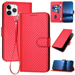 Capa de Telefone em Pele com Fivela de Fibra de Carbono YX0070 com Cordão, Para iPhone 12 mini, Para iPhone 11 Pro Max, Para iPhone 11, Para iPhone 11 Pro, Para iPhone X / XS, Para iPhone XR