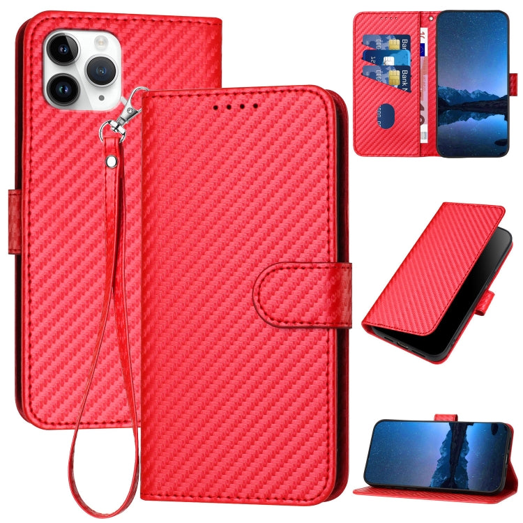 Capa de Telefone em Pele com Fivela de Fibra de Carbono YX0070 com Cordão, Para iPhone 12 mini, Para iPhone 11 Pro Max, Para iPhone 11, Para iPhone 11 Pro, Para iPhone X / XS, Para iPhone XR