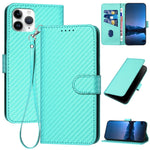 Capa de Telefone em Pele com Fivela de Fibra de Carbono YX0070 com Cordão, Para iPhone 12 mini, Para iPhone 11 Pro Max, Para iPhone 11, Para iPhone 11 Pro, Para iPhone X / XS, Para iPhone XR