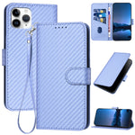 Capa de Telefone em Pele com Fivela de Fibra de Carbono YX0070 com Cordão, Para iPhone 12 mini, Para iPhone 11 Pro Max, Para iPhone 11, Para iPhone 11 Pro, Para iPhone X / XS, Para iPhone XR
