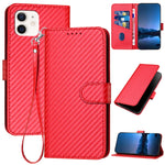 Capa de Telefone em Pele com Fivela de Fibra de Carbono YX0070 com Cordão, Para iPhone 12 mini, Para iPhone 11 Pro Max, Para iPhone 11, Para iPhone 11 Pro, Para iPhone X / XS, Para iPhone XR