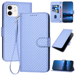 Capa de Telefone em Pele com Fivela de Fibra de Carbono YX0070 com Cordão, Para iPhone 12 mini, Para iPhone 11 Pro Max, Para iPhone 11, Para iPhone 11 Pro, Para iPhone X / XS, Para iPhone XR