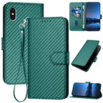 Capa de Telefone em Pele com Fivela de Fibra de Carbono YX0070 com Cordão, Para iPhone 12 mini, Para iPhone 11 Pro Max, Para iPhone 11, Para iPhone 11 Pro, Para iPhone X / XS, Para iPhone XR