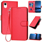 Capa de Telefone em Pele com Fivela de Fibra de Carbono YX0070 com Cordão, Para iPhone 12 mini, Para iPhone 11 Pro Max, Para iPhone 11, Para iPhone 11 Pro, Para iPhone X / XS, Para iPhone XR