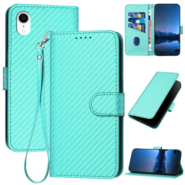 Capa de Telefone em Pele com Fivela de Fibra de Carbono YX0070 com Cordão, Para iPhone 12 mini, Para iPhone 11 Pro Max, Para iPhone 11, Para iPhone 11 Pro, Para iPhone X / XS, Para iPhone XR