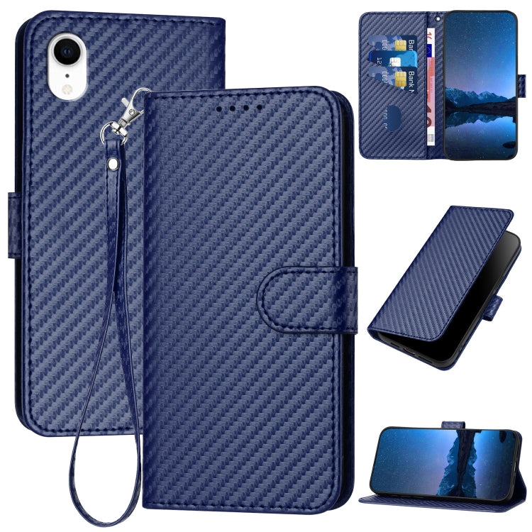 Capa de Telefone em Pele com Fivela de Fibra de Carbono YX0070 com Cordão, Para iPhone 12 mini, Para iPhone 11 Pro Max, Para iPhone 11, Para iPhone 11 Pro, Para iPhone X / XS, Para iPhone XR