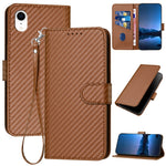 Capa de Telefone em Pele com Fivela de Fibra de Carbono YX0070 com Cordão, Para iPhone 12 mini, Para iPhone 11 Pro Max, Para iPhone 11, Para iPhone 11 Pro, Para iPhone X / XS, Para iPhone XR