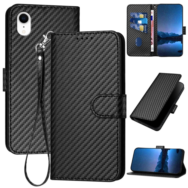 Capa de Telefone em Pele com Fivela de Fibra de Carbono YX0070 com Cordão, Para iPhone 12 mini, Para iPhone 11 Pro Max, Para iPhone 11, Para iPhone 11 Pro, Para iPhone X / XS, Para iPhone XR