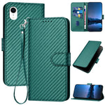 Capa de Telefone em Pele com Fivela de Fibra de Carbono YX0070 com Cordão, Para iPhone 12 mini, Para iPhone 11 Pro Max, Para iPhone 11, Para iPhone 11 Pro, Para iPhone X / XS, Para iPhone XR