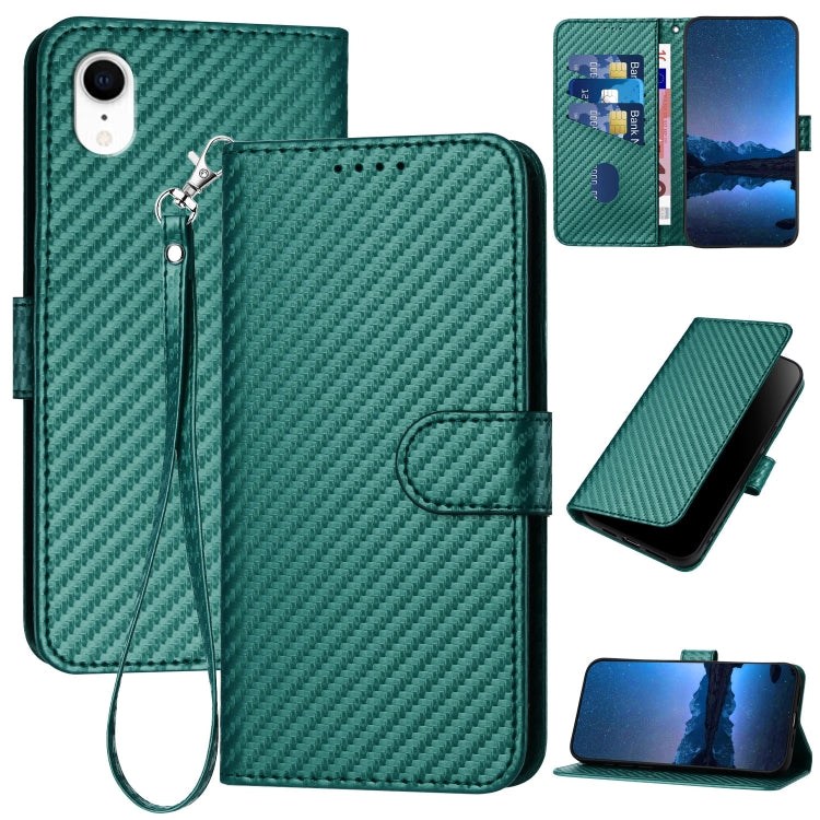 Capa de Telefone em Pele com Fivela de Fibra de Carbono YX0070 com Cordão, Para iPhone 12 mini, Para iPhone 11 Pro Max, Para iPhone 11, Para iPhone 11 Pro, Para iPhone X / XS, Para iPhone XR