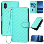 Capa de telemóvel em pele com fivela de fibra de carbono e cordão, Para iPhone XS Max, Para iPhone 8 Plus / 7 Plus