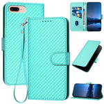 Capa de telemóvel em pele com fivela de fibra de carbono e cordão, Para iPhone XS Max, Para iPhone 8 Plus / 7 Plus