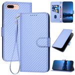 Capa de telemóvel em pele com fivela de fibra de carbono e cordão, Para iPhone XS Max, Para iPhone 8 Plus / 7 Plus