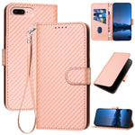 Capa de telemóvel em pele com fivela de fibra de carbono e cordão, Para iPhone XS Max, Para iPhone 8 Plus / 7 Plus