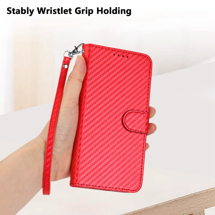 Capa de Telemóvel em Pele com Fibra de Carbono e Fivela YX0070 com Cordão, Para iPhone 16 Pro, Para iPhone 16 Plus, Para iPhone 16, Para iPhone 15 Pro Max, Para iPhone 15 Pro, Para iPhone 15 Plus