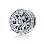 Pulseira Árvore da Vida em Prata Esterlina S925 com Cordão Decorada com Contas Soltas